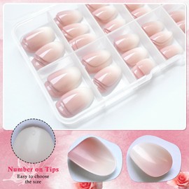 AddFavor 240pc Ombre Oval Press on Nails Short Fake Nails - Glue on Nails Oval Acrylic Nails Press ons Nail Tips Short Stick on Nails with Nail Glue and Adhesive Tabs for Women