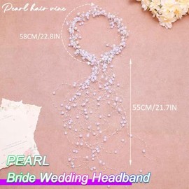 BARTOSI- Diadema de novia con perlas, borlas de perlas plateadas, accesorios para el cabello de boda, tocado de graduación para mujeres y novias