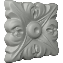 Ekena Millwork ROS02X02OX Oxford Square Rosette, 2 1/2"W x 2 1/4"H x 3/8"P, Primed