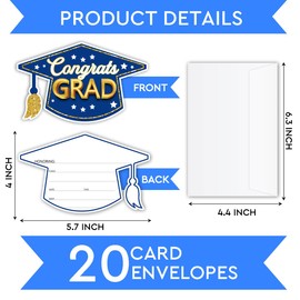 Farewell Graduation Invitation Card, Funny Graduation Invites Card With Envelope For Middle High School Or College Or Phd Grad, Celebration Party Decor Supplies, 20 Pack Congratulations Cards
