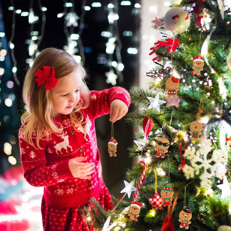 VEYLIN Christmas Gingerbread Ornaments,12 Pack Assorted Ginger Man Clay Figurine