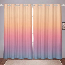Loussiesd Girls Blackout Curtain for Bedroom Orange Pink Purple Room Darkening Curtain for Woman Stylish Gradient Window Treatments Luxury Soft Microfiber Blackout Drapes,W46*L54 Inch