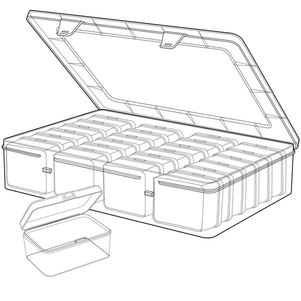 25Pcs Small Bead Organizer Box, Clear Rectangles Bead Storage Containers