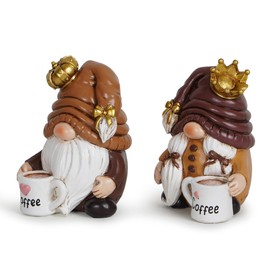 Hodao 2 Pcs Coffee Gnomes, Couple Coffee Decor Mini Creative Coffee Swedish Tomte Gnome Accessories Funny Art Decoration for Home Office Kitchen, Gifts for Coffee Lover (Couple Coffee)