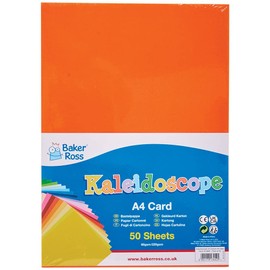 Baker Ross FC969 A4 Colourful Craft Card - 50 Sheets, 15 Assorted Colours, Card for Crafts for Children and Adults