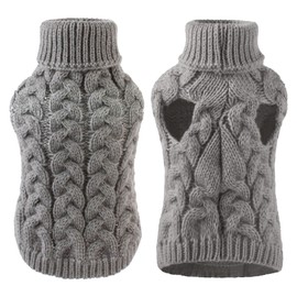 NACOCO Classic Dog Sweater Knitted Turtleneck Dog Sweater Warm Winter Clothes for Small Dogs Puppy Cat (Large, Grey)