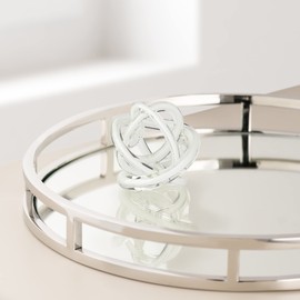 Torre & Tagus Orbit Glass Décor Ball, 3-inch Diameter, White