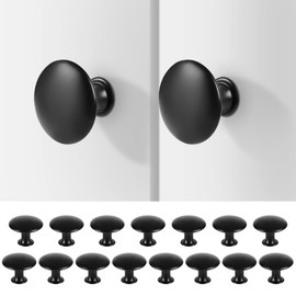 Pack of 15 Furniture Knobs Matt Black Cabinet Handles Vintage Metal Drawer Handles Cupboard Knobs 30mm Ideal for Kitchen Cabinets, Dressers and Furniture Upgrades