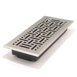 2" X 10" Modern Victorian Floor Register Grille With Dampers - Decorative Grate - HVAC Vent Duct Cover - Satin Nickel