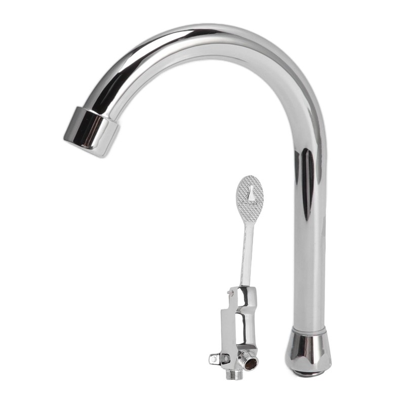 Foot Pedal Faucet Set Stainless Steel Hands Free Silver Touchless