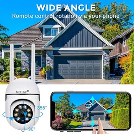 1080P Outdoor Security Cameras - 2.4GHz WiFi Cameras for Home Monitoring - 360° View - IP65 Waterproof Home Camera with Motion Detection,Full-Color Night Vision (No Memory Card)