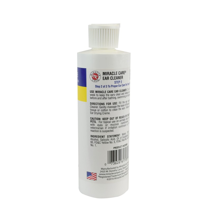 Miracle Care Ear Cleaner for Dogs and Cats, 8 Ounce,