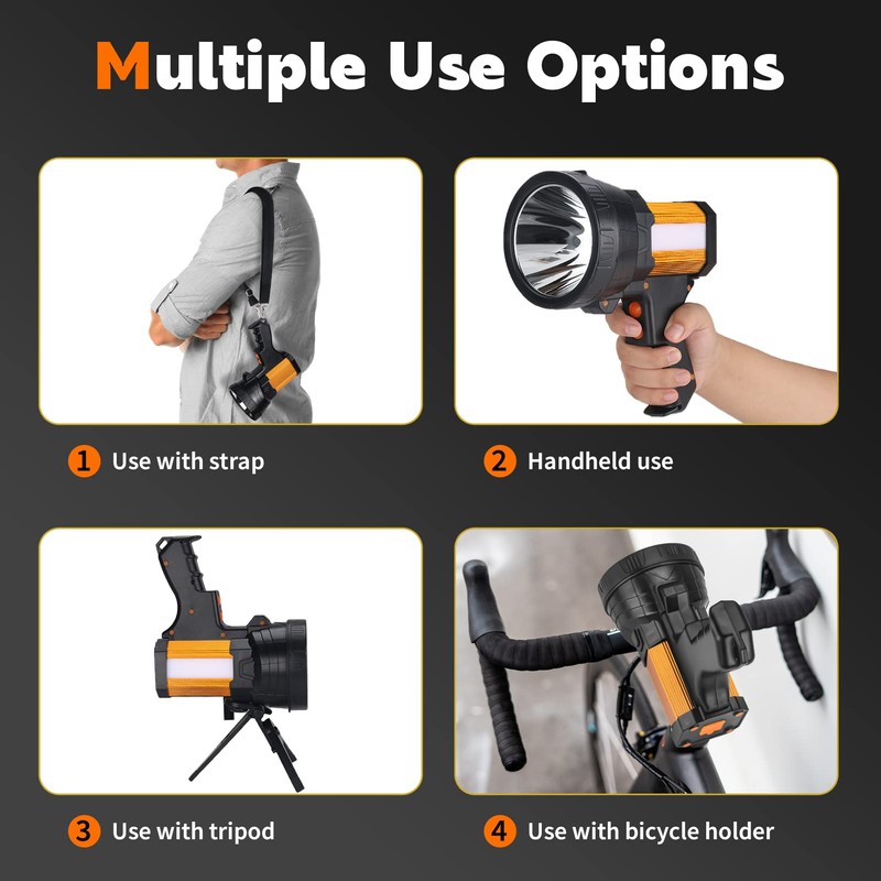 Vanvale Super Bright Rechargeable Spotlight,Handheld Rechargeable LED Flashlight Ultra-Long Standby