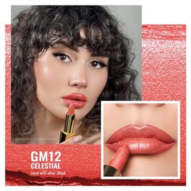 OULAC Lippenstift Metallic Glanz Finish, Koralle Langanhaltender Glitzer Lippenstifte, Feuchtigkeit und Glanz f√ºr die Lippen, Intensive Farbe Feine Textur, Vegan, 4.3g (GM12) Celestial