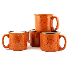 Marble Creek Ceramic Campfire Mug, 15oz - Set of 4 (Burnt Orange)