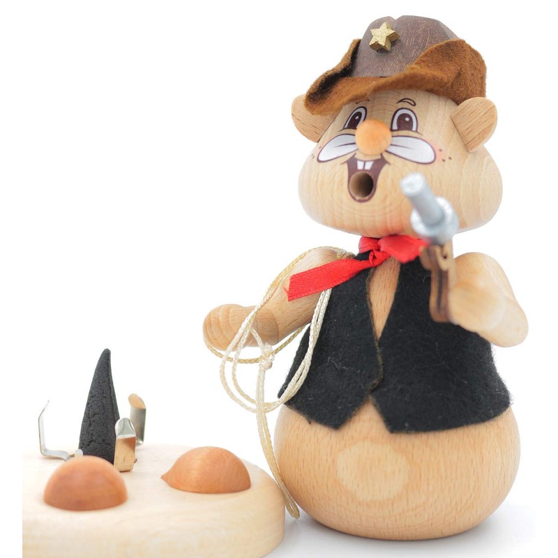 Kuhnert - Hamster Smoker Figurine Solid Wood Turned 13 cm