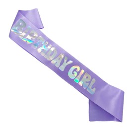 Shimmer Anna Shine Birthday Sash for Women, Light Purple/Retro Iridescent Print, One Size