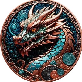 Katy Craig 33g 3D Lunar Year of the Dragon Colour .999 Fine Copper Round in Capsule - High Relief