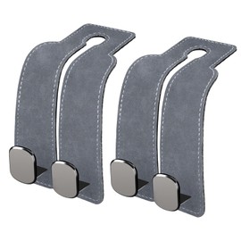 Pack of 2 Car Hooks, Bag Holder, Car Headrest, Storage Hooks, Car Seat Headrest Hooks for Food Bags, Handbags Organiser, Car Hook Headrest (Grey)