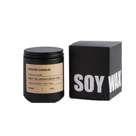 Elichingse Mysterious Black Scented Candle,Clean-Burning Soy-Based Wax,7OZ—100% Cotton Wick,48h Burn Time,Natural Essential Oils,Ideal Choice for Men (Jasmine)