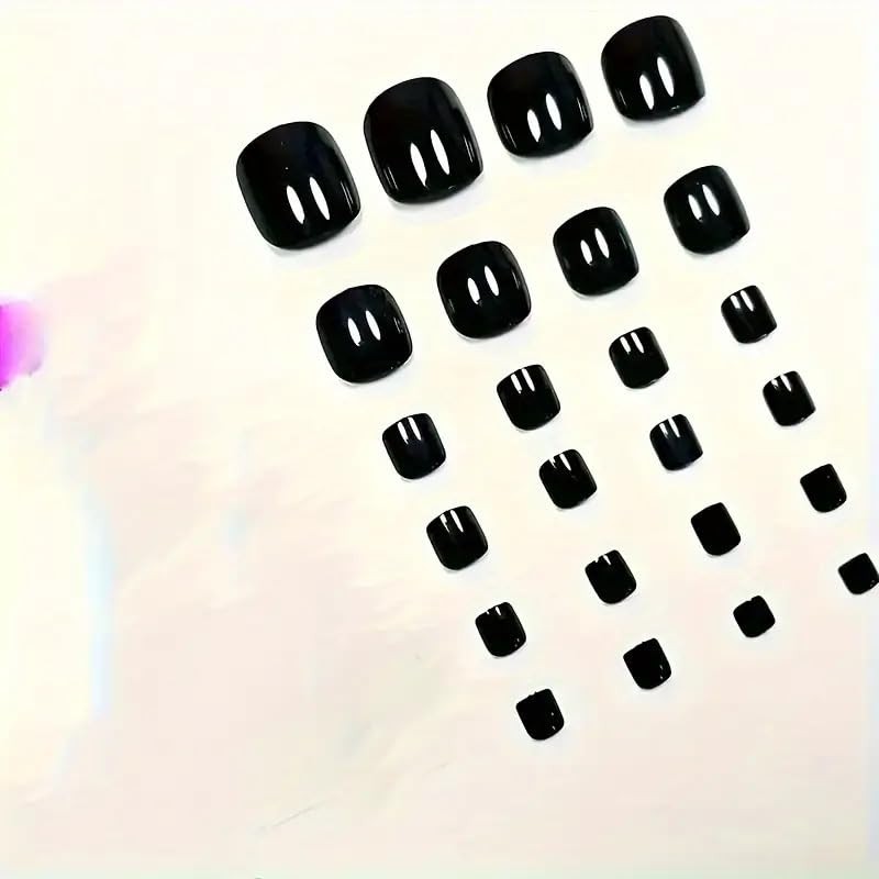 Black Press on Toe Nails Pure Black Color Fake Toe