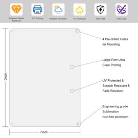 5PC Blank Sublimation Aluminum Signs, 10"x7" Blank Aluminum Sign, Write-On Metal Sign, Rust Free, Fade & Weather Resistant, UV Protected, Easy to Install