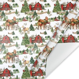 Current Holiday Horses Christmas Rolled Wrapping Paper - Premium Jumbo 23-Inch x 32-Foot Gift Wrap Roll, 61 Square Feet Total