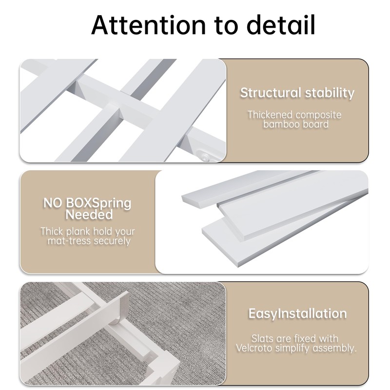 14 Inch Bamboo Bed Frame – Solid Wood Platform Bed