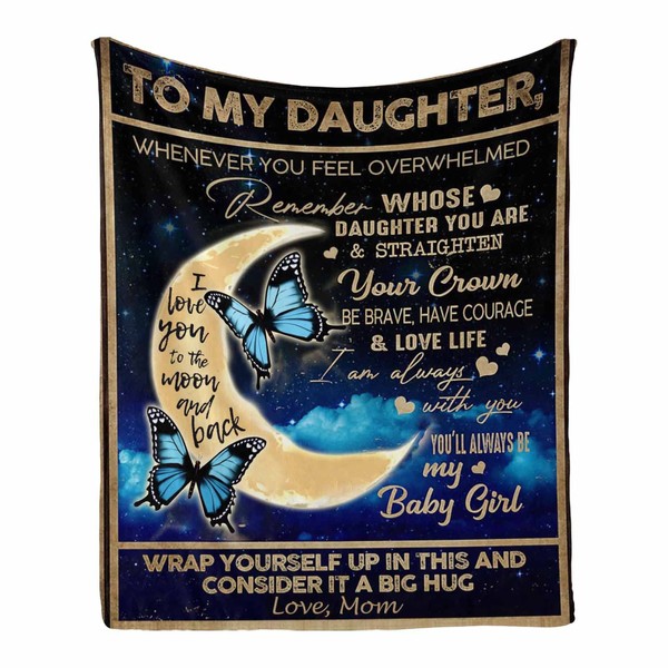 InterestPrint Personalized Lover Name Message Text Blanket to My Daughter from Mom and Dad You'll Always Be My Baby Girl Hug Blanket - Warm Bed Throws 40"x50"
