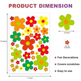 KVAEY Flowers Car Stickers Set, Self Adhesive Daisy Flower Label Stickers for Car Body Mirror Window, Waterproof Hippie Stickers for Car Scooter Laptop Decoration, Car Accessories (Style M)