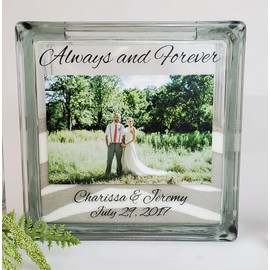 Sand Unity Ceremony Set Wedding Glass With Printed Photo, Sand Ceremony Kit For Wedding Unity Sand Ceremony Vase with Lid, Sand Ceremony Frame for Picture of Couple, Blended Family Sand Ceremony