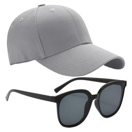 XMNIVATE 1 Men's Baseball Cap, 1 Pair of Sunglasses, Golf Cap, Ladies Baseball Cap, Ladies Running Cap, Adjustable Running Cap Grey