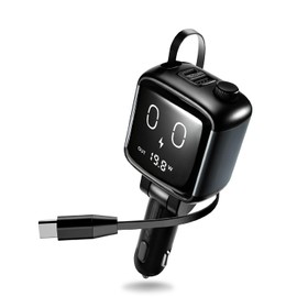 3-in-1 Retractable Car Charger with Funny Expression Light Voltage Display