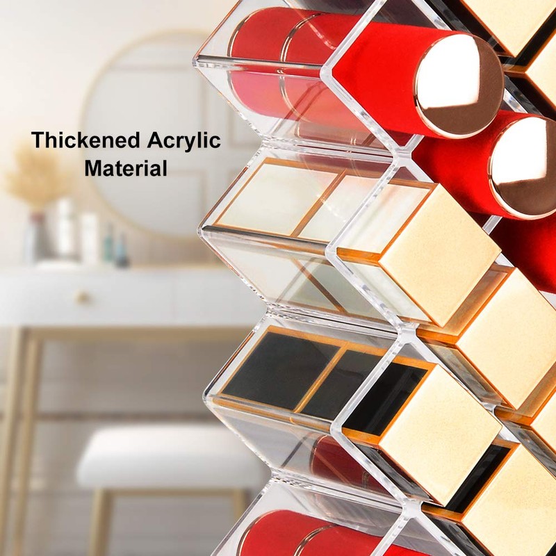 JessLab Lipstick Organizers and Storage, Acrylic Lipstick Holder Lip Gloss Tower Clear Cosmetic Fish Sticks Lip Makeup Organizer Lip Stick Storage for Bathroom Vanity Countertop, 16 Slots