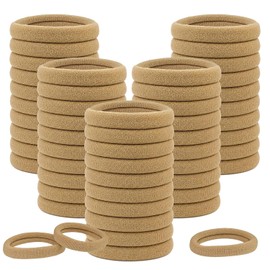 Elastic Hair Bands, 50 Pcs Seamless Thick Hair Ties, High Elasticity No Damage Hair Bobbles for Thick/Thin Curly Hair, Ponytail Holders for Women and Girls, Light Brown