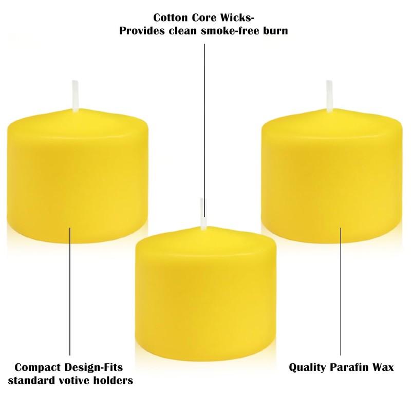9-Pack 1.25-Inch Yellow Votive Candles, Unscented Small Tealight Candle for