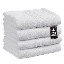 LANE LINEN Hand Towels for Bathroom - 4 Piece Set (16" x 28"), Soft & Absorbent, Premium White Hand Towels for Bathroom, 100% Cotton Towels for Everyday Use - White