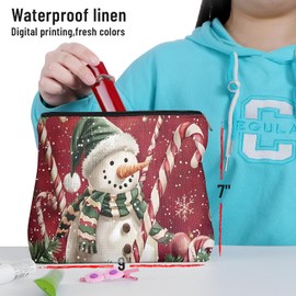 Jumkook Winter Snowman Makeup Bag, Christmas Cosmetic Bags for Women, Women Gifts for Christmas Small Makeup Cosmetic Bag for Purse Christmas Snowman Zipper Pouch Cosmetic Bag