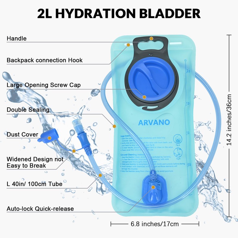 Arvano Hydration Backpack with 2L Water Bladder,Lightweight Cycling Backpack for