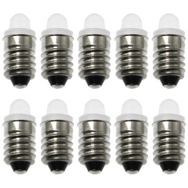 SQXBK 10PCS E10 LED Bulbs 3 Volt 0.1W Mini Flashlight Screw Base Light Bulbs E10 Replacement Bulb for Home Experiment Circuit Electrical Test Accessories, Bright White