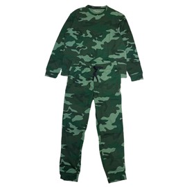 Nautica Men's Thermal Pajama Set Long Sleeve Crew Tee and Jogger Pants 2 Pieces Waffle Knit PJ (as1, alpha, m, regular, regular, Camo green, M)