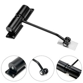 Door Closer, Quiet Automatic Door Closer for 30 kg Doors, Adjustable, Spring-Loaded Door Closer with Adjustment Rod, Mounting Plate and Screws, Easy to Install, for Home Office