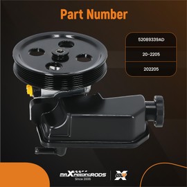 maXpeedingrods Power Steering Pump with Pulley & Reservoir for Jeep Commander/Grand Cherokee 3.7L 4.7L 2008-2010, Replace 52089339AD, 20-2205, 202205