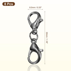 uxcell Bracelet Extender, 8Pcs - Double Lobster Claw Clasps Necklace Extenders, Connector Extension Clasp and Closure for DIY Making Jewelry Chain (30mm/1.18", Metallic Black)