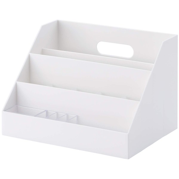 Like-It MX-02 Storage Case, Organizer, Slim, W x D x H: 10.2 x 7.3 x 7.2 inches (26 x 18.5 x 18.2 cm), All White (Opaque), Made in Japan, Tabletop Storage, Pen Stand