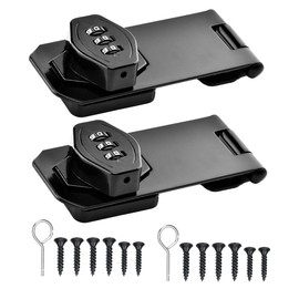 Garegce Cabinet Password Hasp Locks, Cabinet Locks Hasp Latch 3-Digit Keyless Password Combination Lock 4 Inch Mechanical Password for Cabinet Door Latch, Bathroom, Garden - (Black-2PCS)