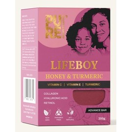 PURE GROWN BY NATURE Lifeboy Honey & Turmeric Advance Bar Soap for Body & Face, Vitamin C, Vitamin E, Turmeric, Honey,Paraben Free, Natural,Gentle For All Skin Types -200g
