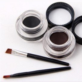 Go Ho 2PCS Gel Eyeliner,Black and Brown Eyeliner Makeup,Water-proof Smudge-proof Last for All Day Long Smooth Easy to Apply Eyeliner Gel with Brush