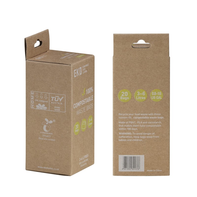 EKO Compostable Bin Liners For Food Waste Caddies, 3-6 Litre