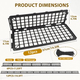 Under Couch Blocker 12 Pack, Under Bed Blocker for Pets, Black Plastic Under Bed Blocker with 100 Ties, Stops Pets from Sneaking Under Sofas and Beds